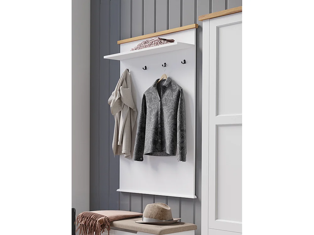 WANDPANEEL Galineo 99 / 22 / 143,5 cm weiß / Eiche Natur