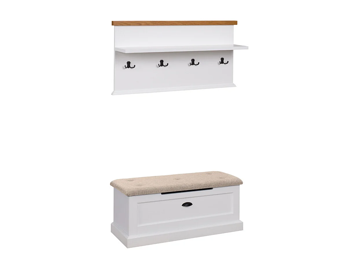 GARDEROBEN-Set Galineo weiß / Eiche Natur 2-teilig