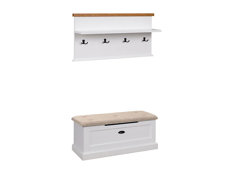 GARDEROBEN-Set Galineo weiß / Eiche Natur 2-teilig