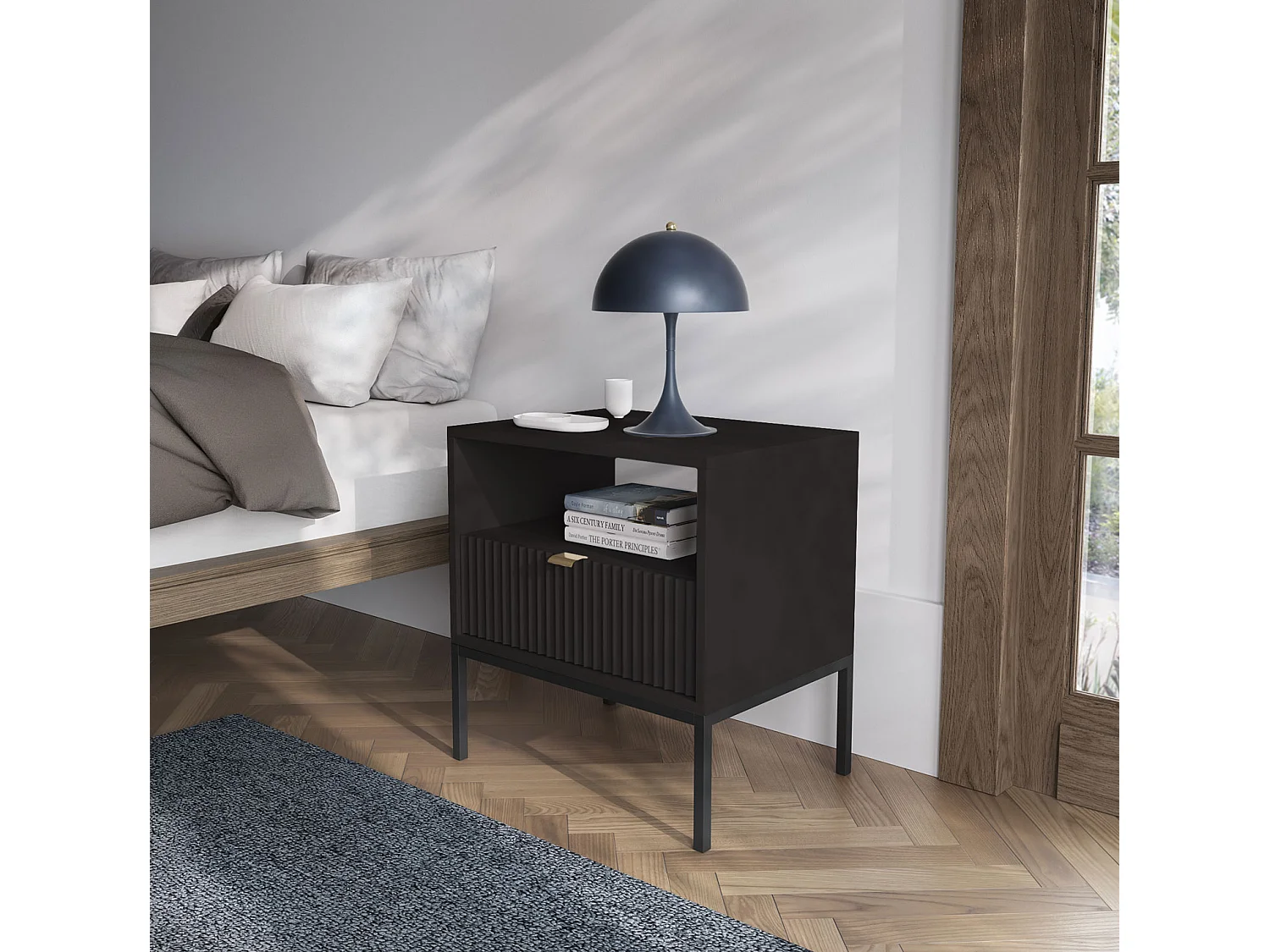 NACHTKONSOLE Nova Schwarz / Schwarz 54 / 39 / 56cm