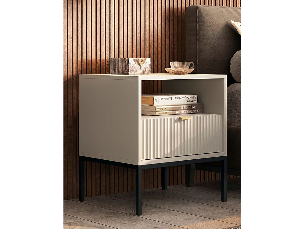 NACHTKONSOLE Nova Kaschmir / Schwarz 54 / 39 / 56cm