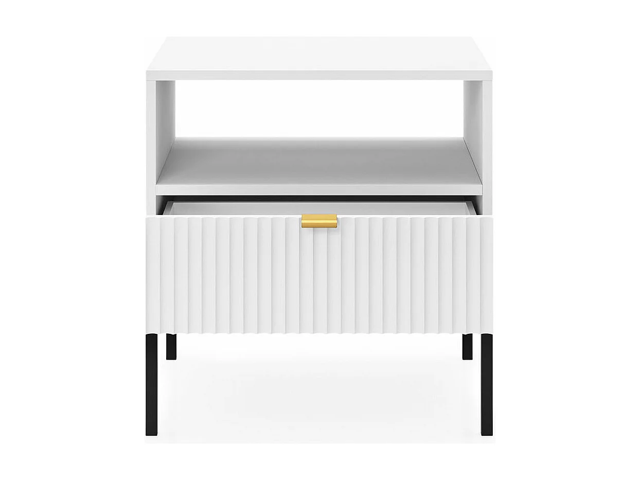 NACHTKONSOLE Nova Weiß / Schwarz 54 / 39 / 56cm