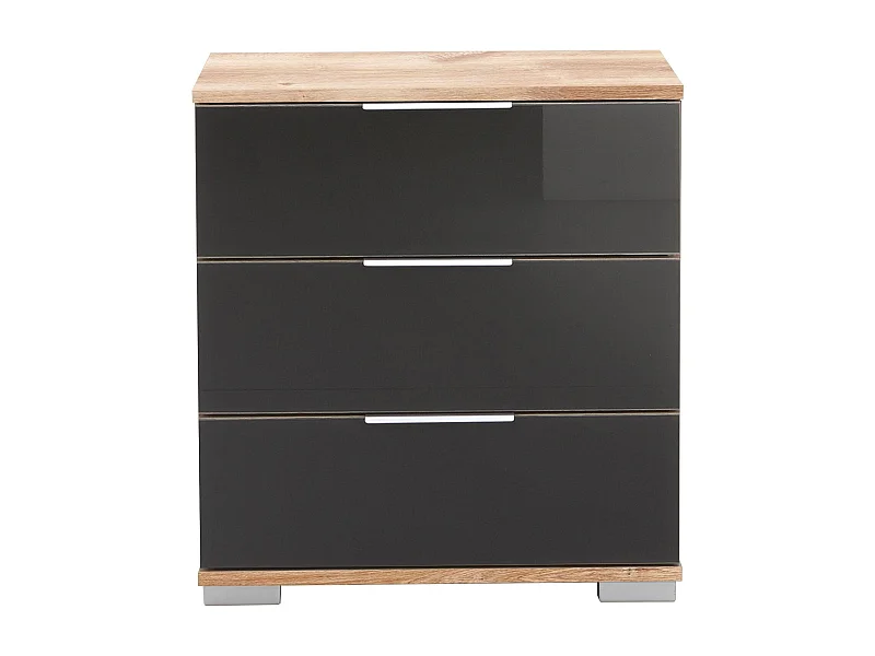 NACHTKONSOLE Easy Plus Plankeneiche / Grauglas 52 / 38 / 56cm