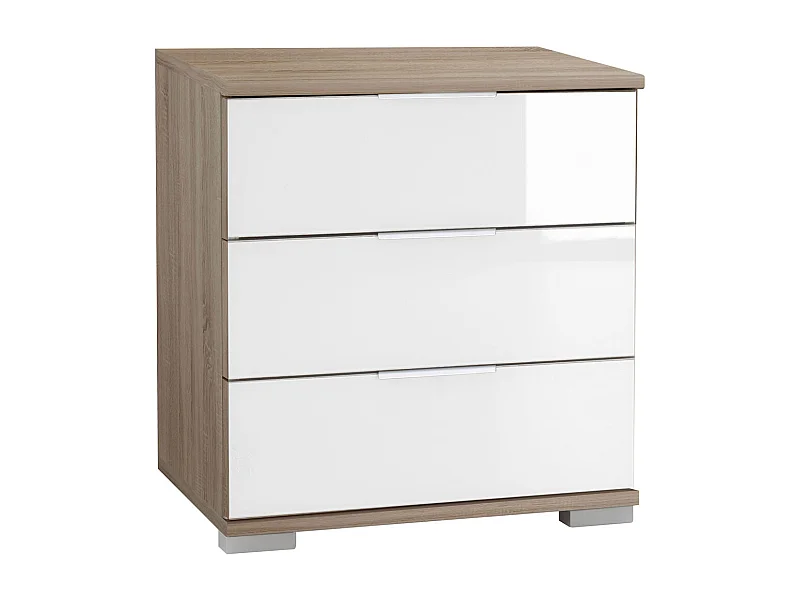 NACHTKONSOLE Easy Plus Eiche Sägerau / Weißglas 52 / 38 / 56cm