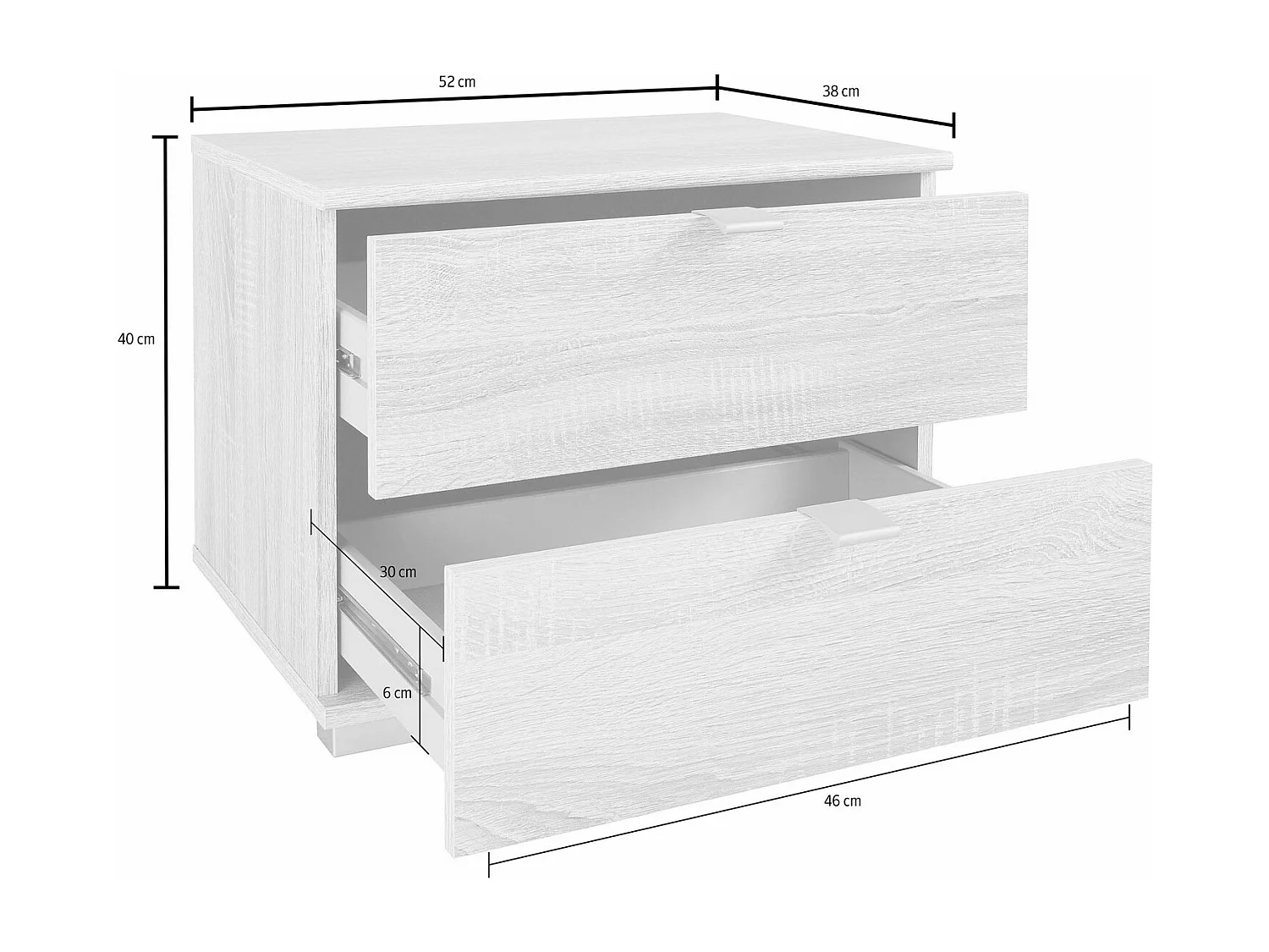 NACHTKONSOLE Easy Plus weiß matt 52 / 38 / 40cm