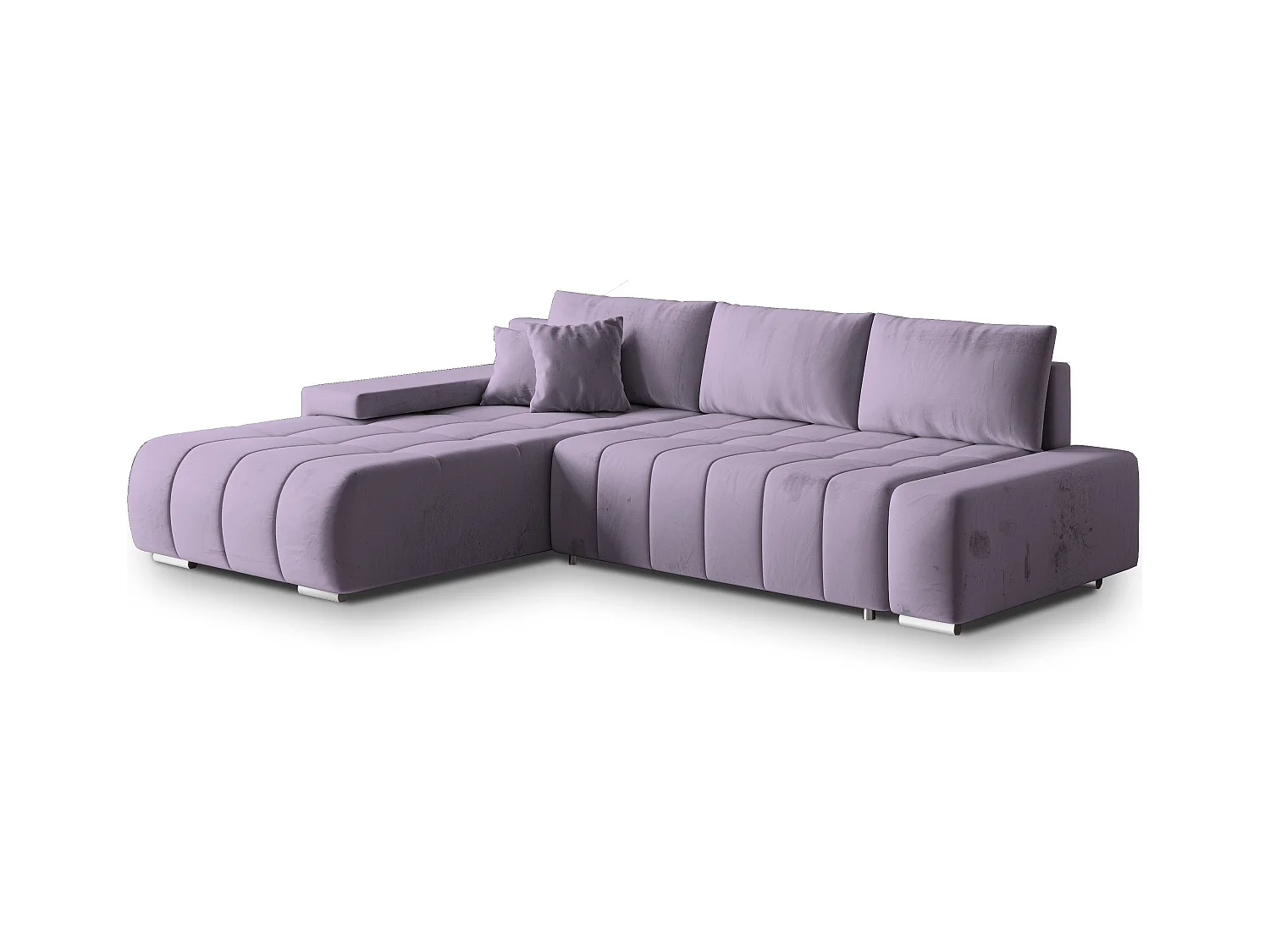 Canapé d'angle ALESE Parme en velours avec fonction de couchage