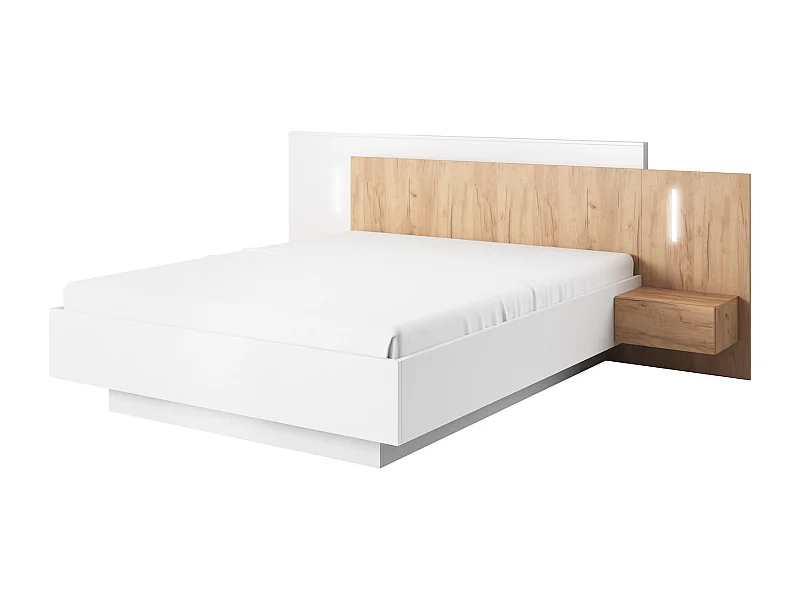 DOPPELBETT 3D weiß / gold craft oak 264 / 218 / 102 cm