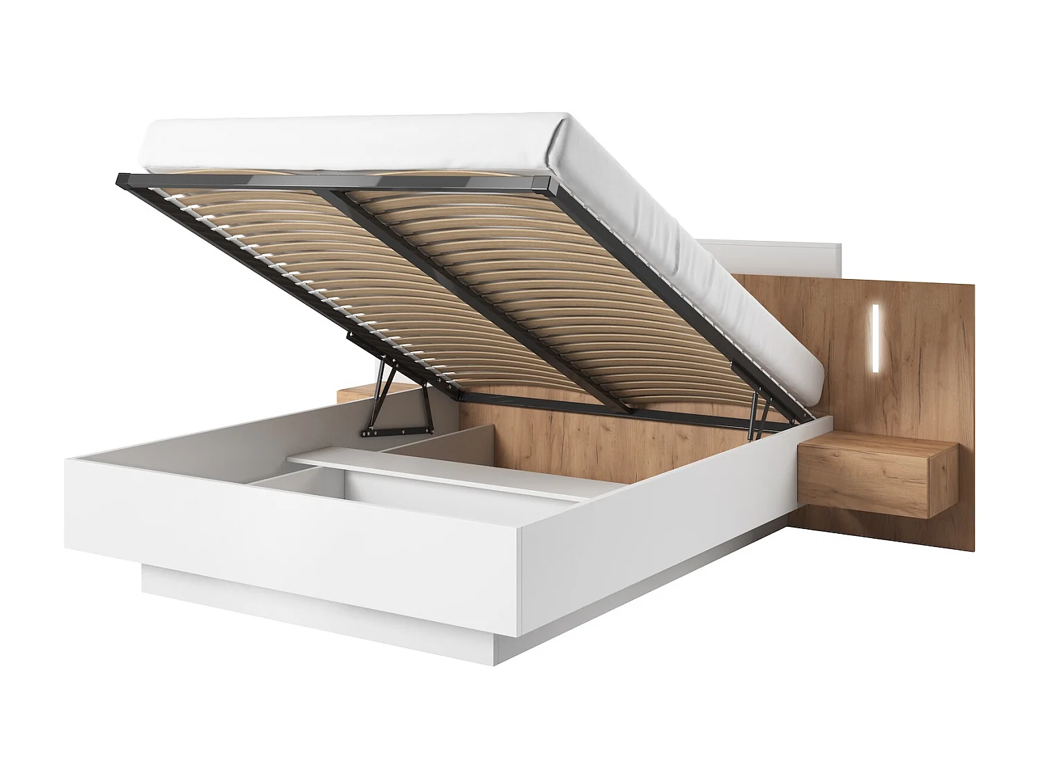 DOPPELBETT 3D weiß / gold craft oak 264 / 218 / 102 cm