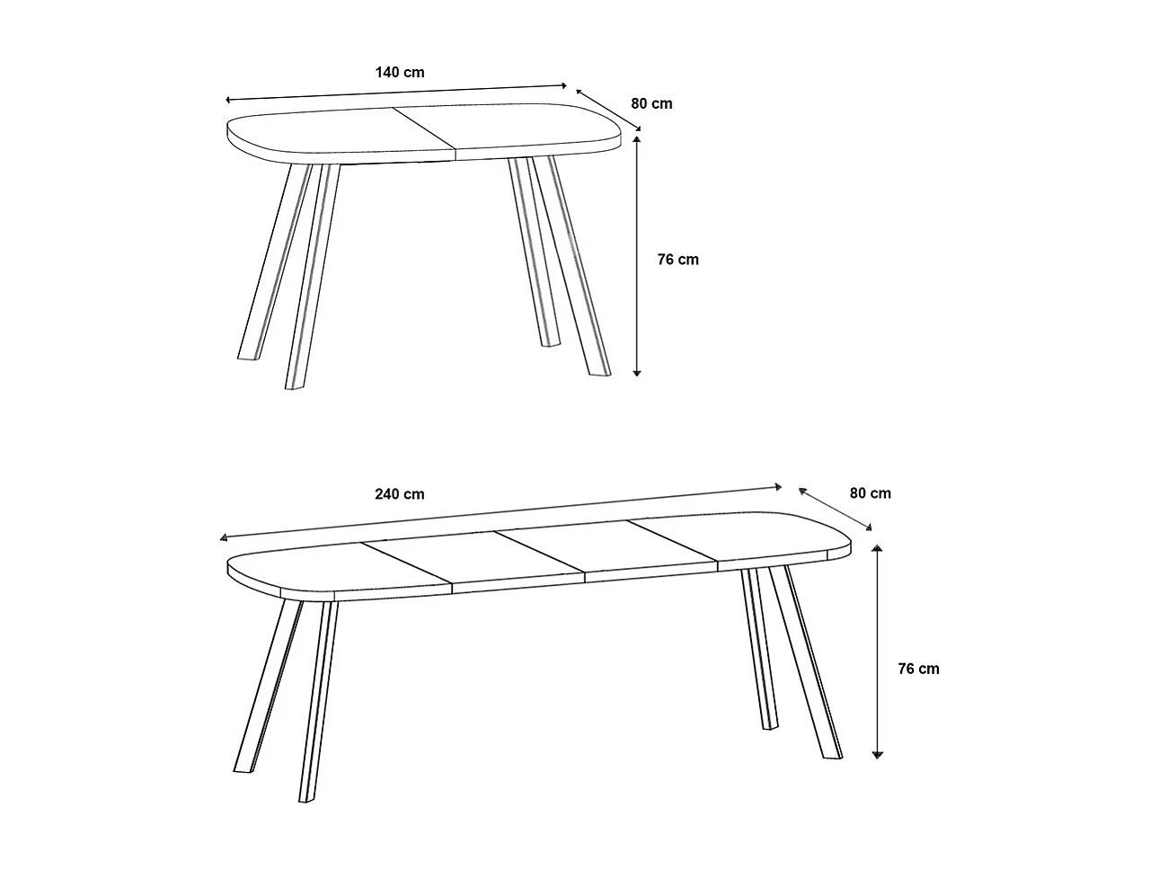 ESSTISCH Solo 140 Gold Craft Eiche / Schwarz 140/240 / 80 / 76cm