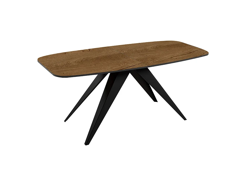 ESSTISCH Ferro Eiche Lefkas Dunkel / Schwarz 180/220 / 90 / 76cm