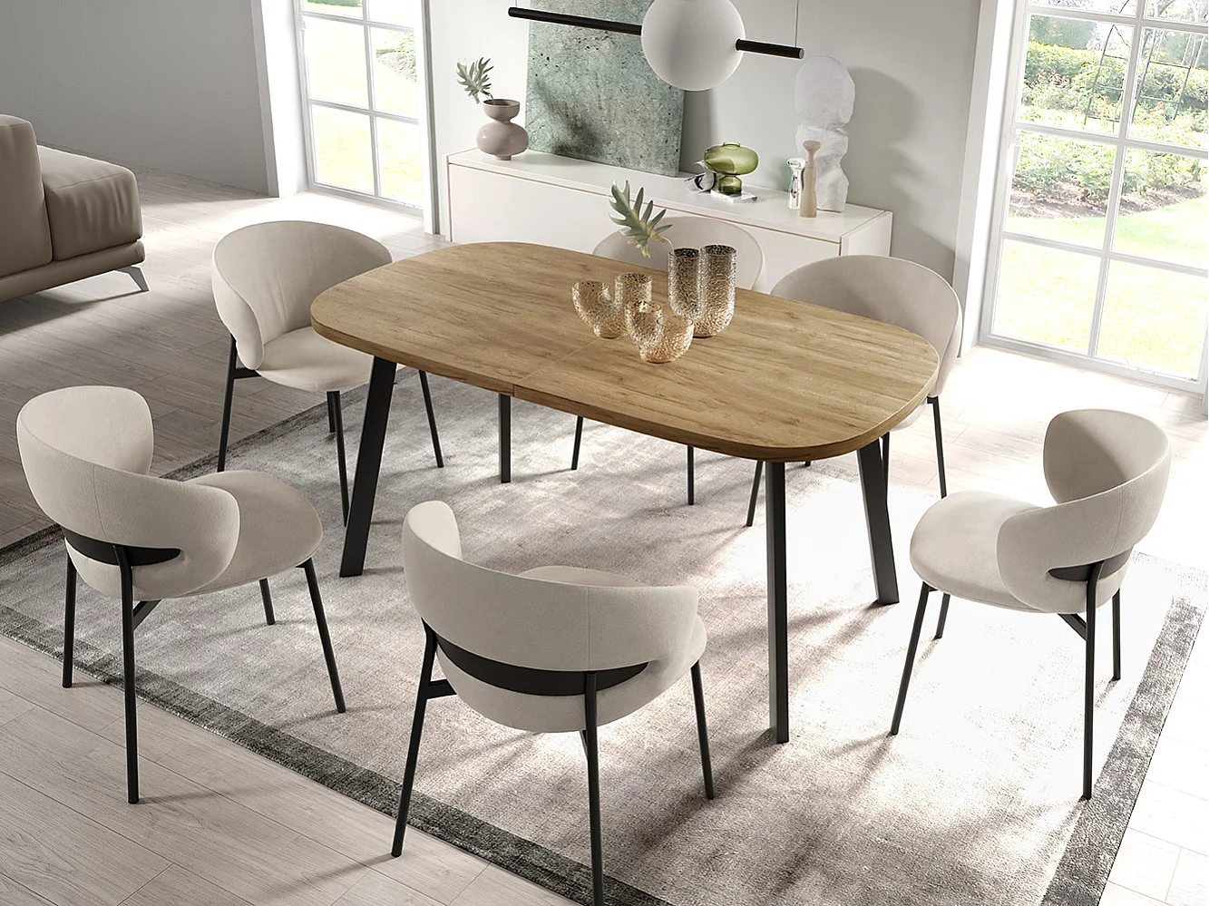 ESSTISCH Solo 120 Gold Craft Eiche / Schwarz 120/220 / 80 / 76cm