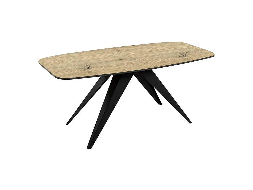 ESSTISCH Ferro Eiche Artisan / Schwarz 160/200 / 80 / 76cm