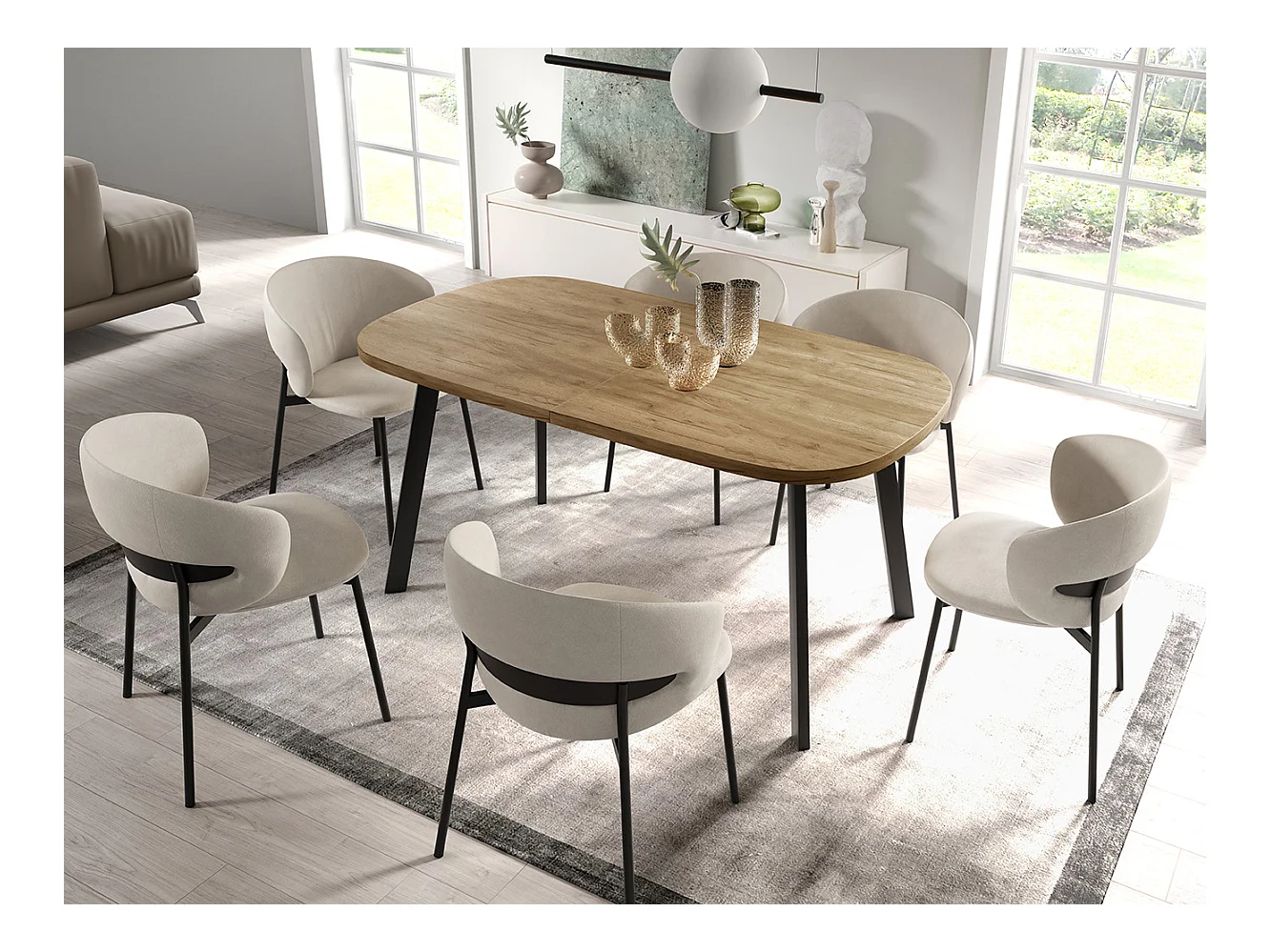 ESSTISCH Solo 160 Gold Craft Eiche / Schwarz 160/260 / 90 / 76cm