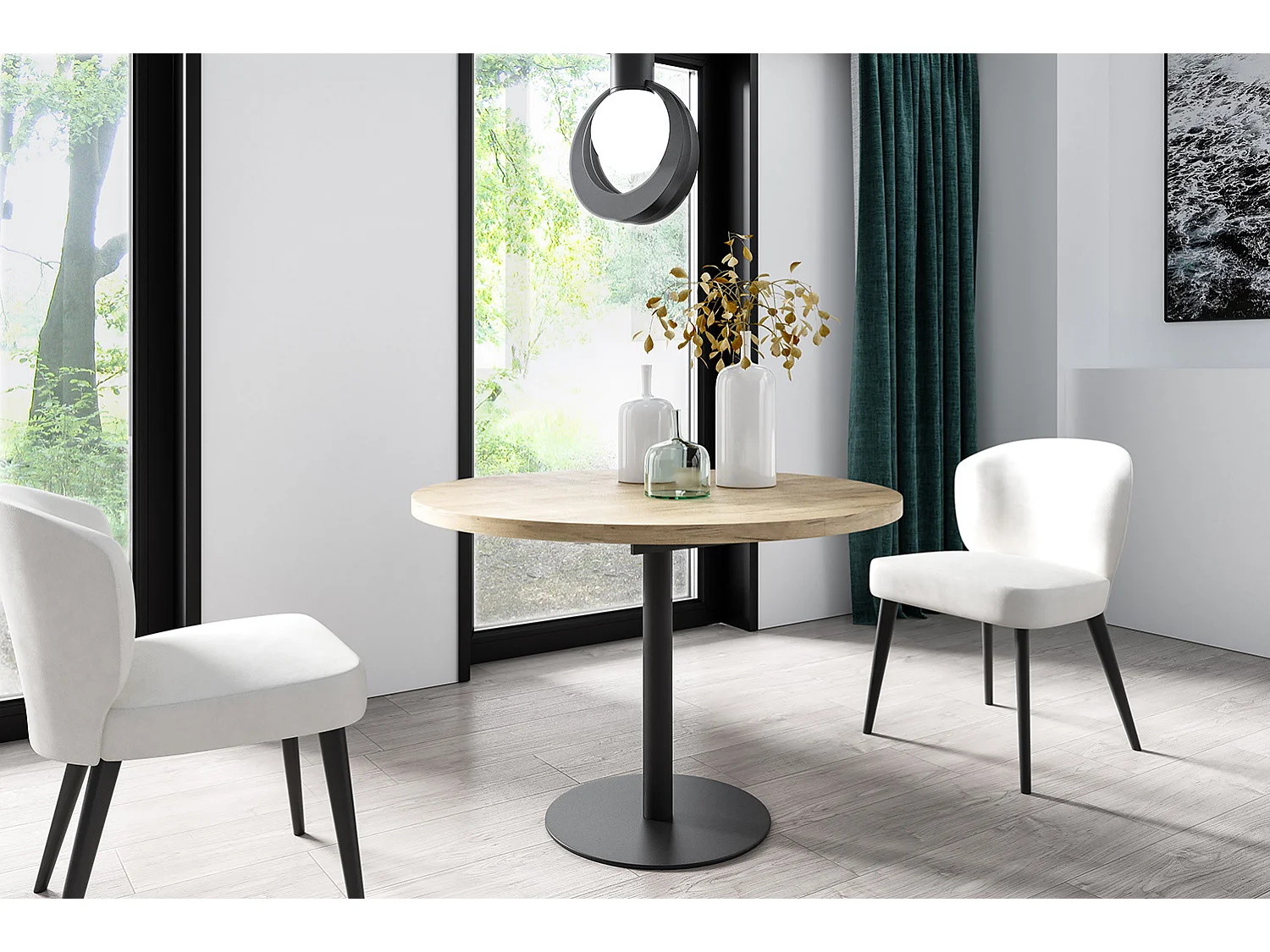 ESSTISCH Borte Bellato Grau / Schwarz 100/138 / 100 / 76cm