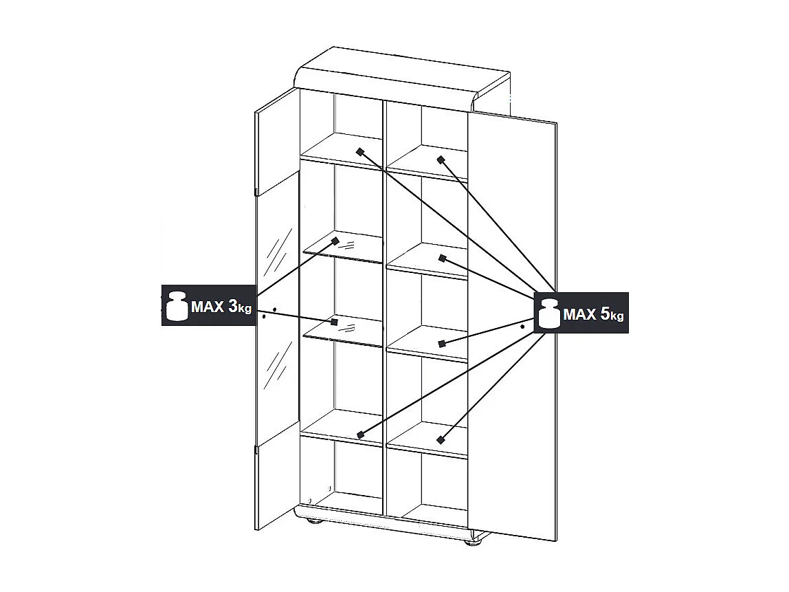 VITRINE Link Eiche Sonoma 80 / 37 / 194cm