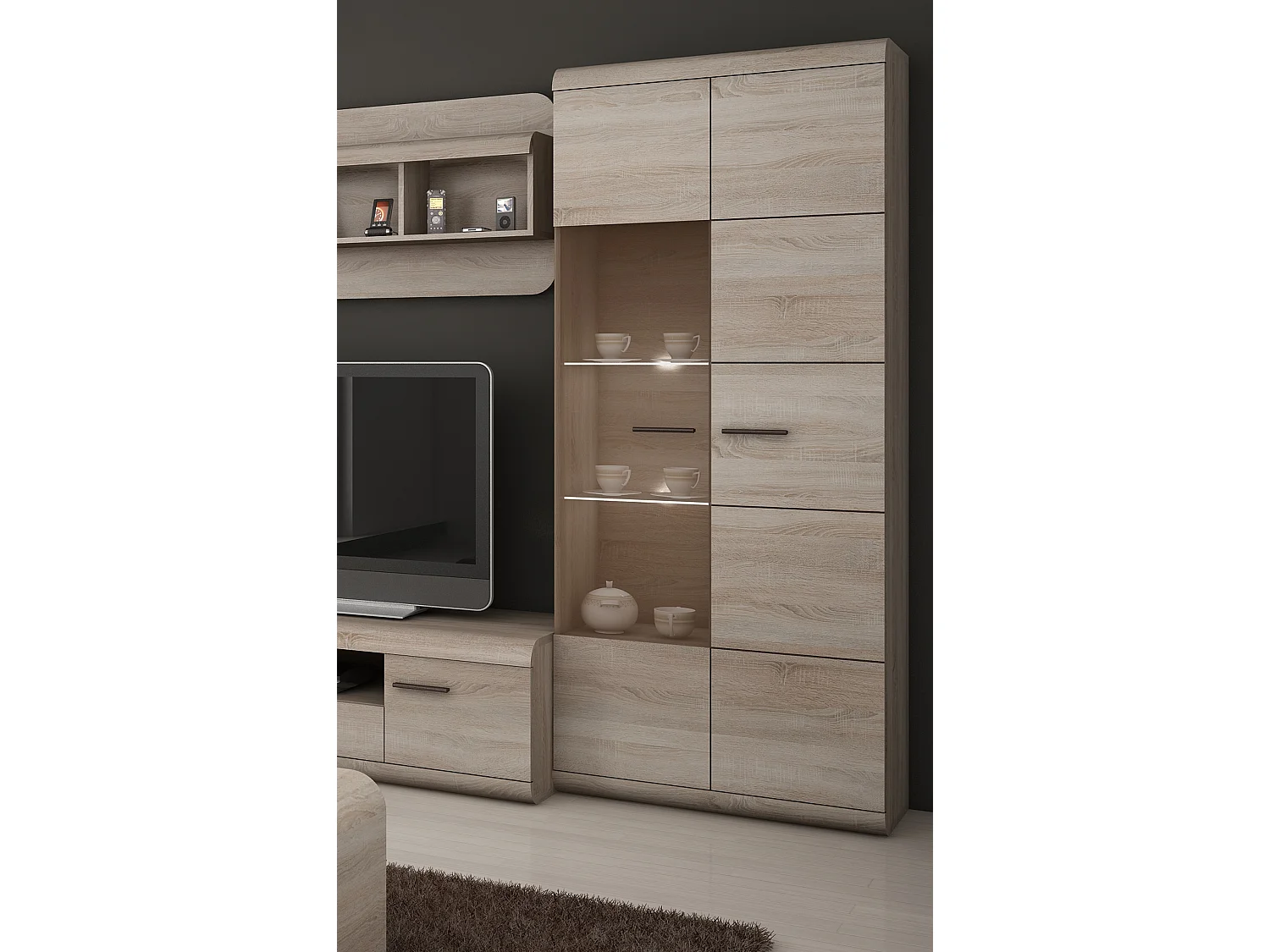 VITRINE Link Eiche Sonoma 80 / 37 / 194cm