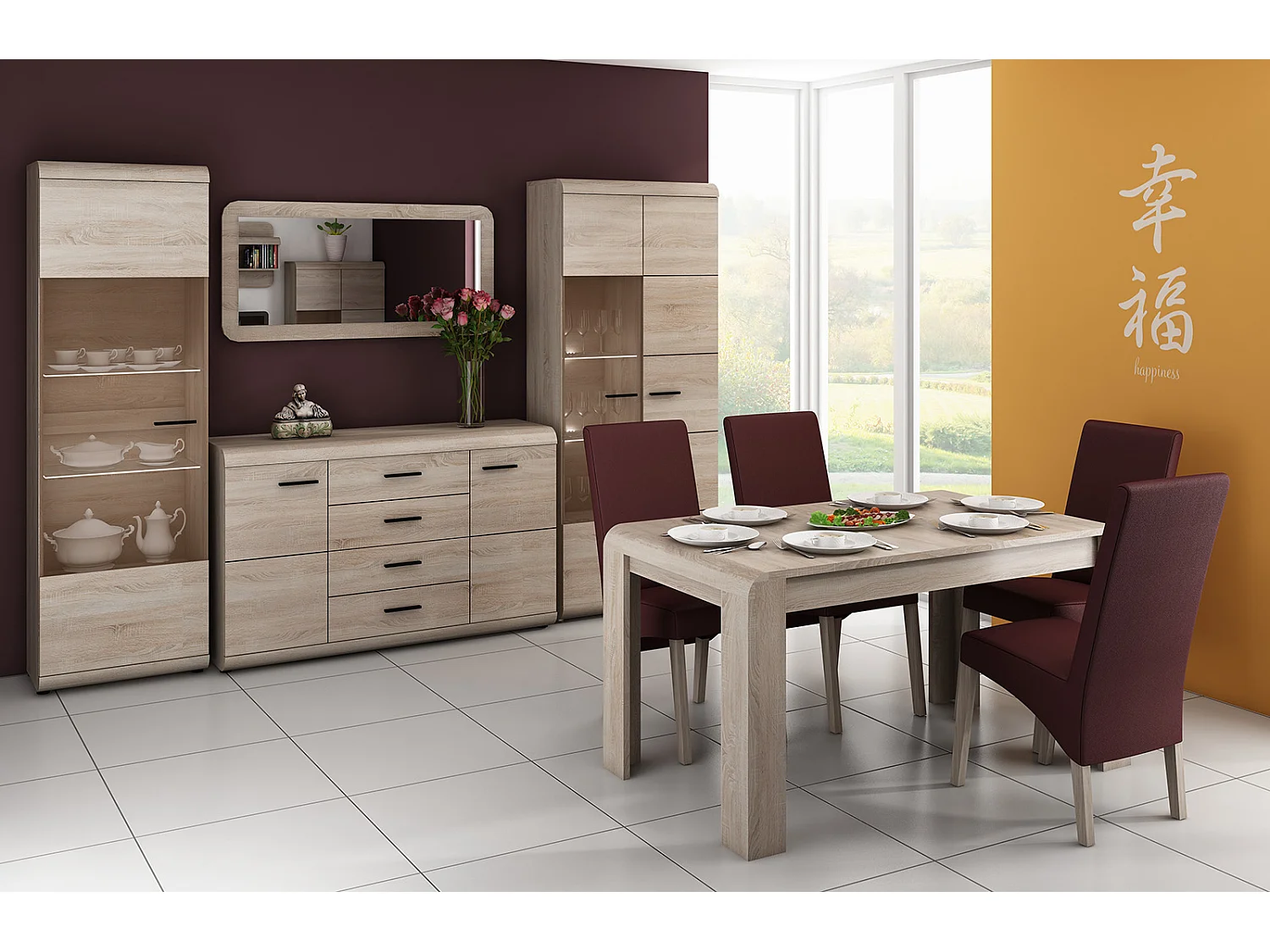 VITRINE Link Eiche Sonoma 80 / 37 / 194cm