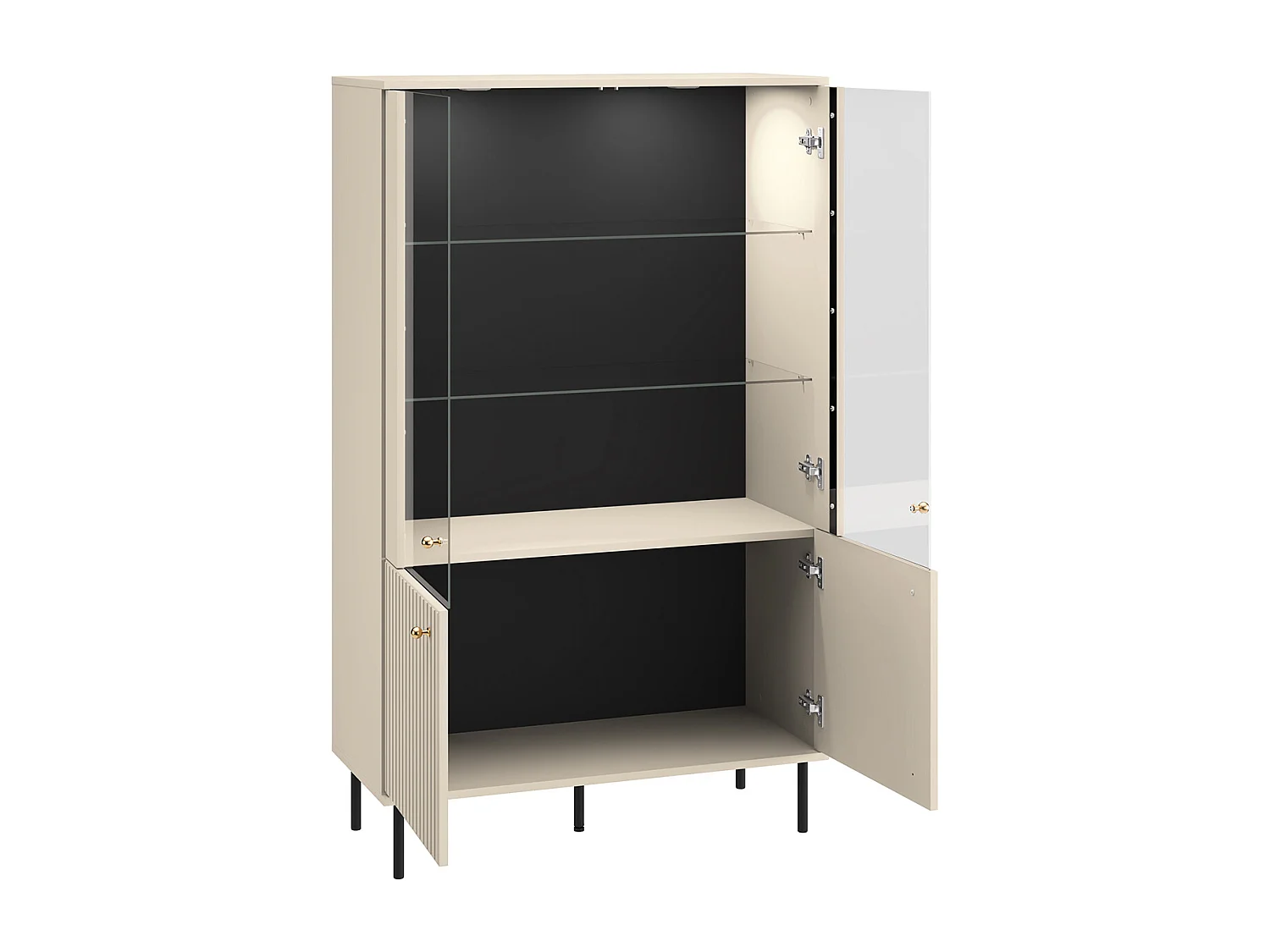 STAURAUMVITRINE Sophie kaschmir matt 92 / 40 / 151cm