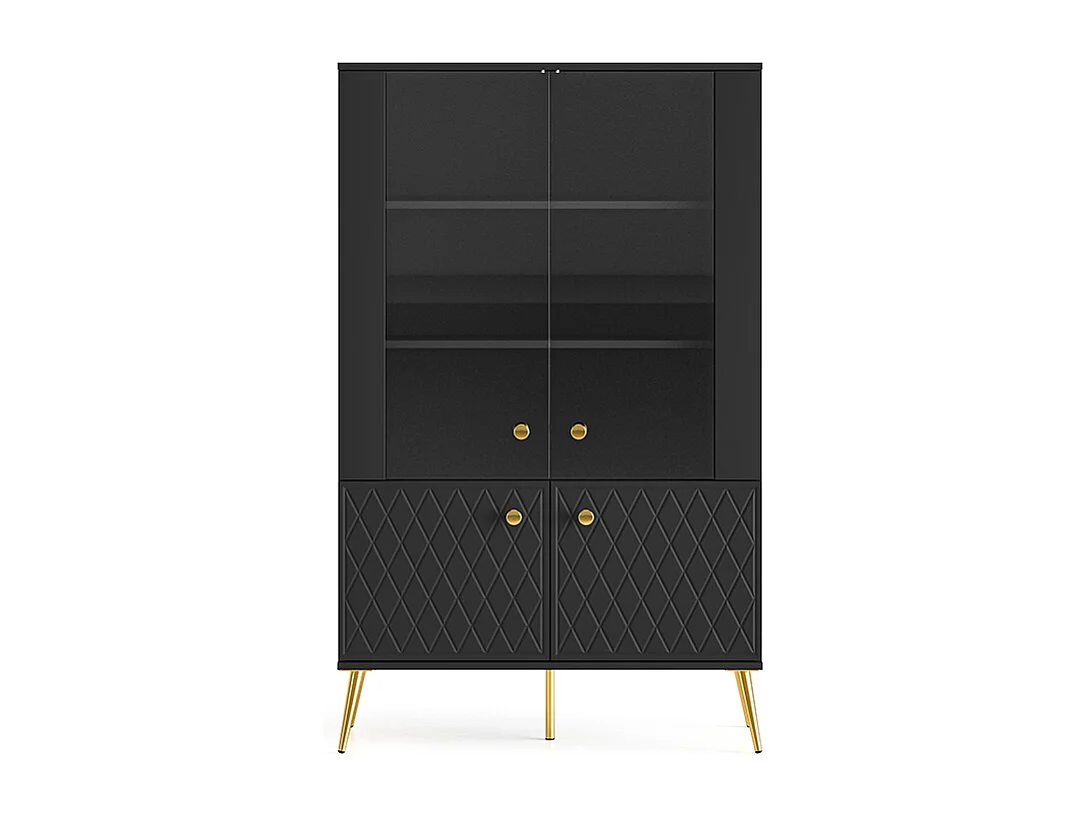VITRINE Eljot Schwarz Matt / Gold 92 / 40 / 149cm
