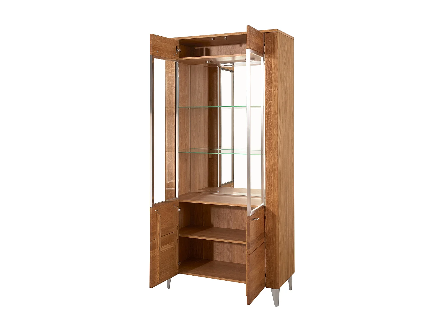 STANDVITRINE Latina Honig Eiche 90 / 42 / 200cm