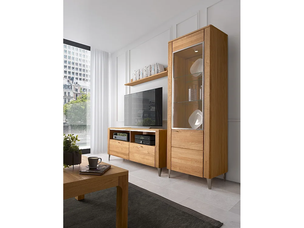 STANDVITRINE Latina Honig Eiche 90 / 42 / 200cm