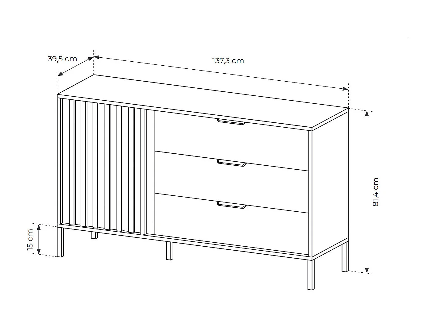 KOMMODE Tally Artisan Eiche / anthrazit 137 / 39,5 / 81cm