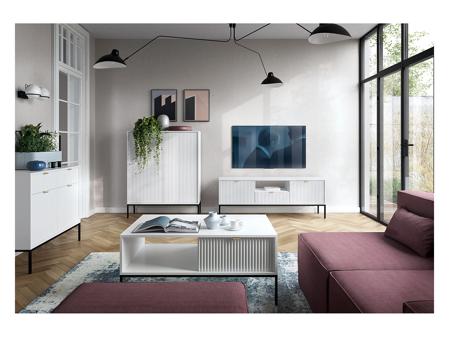 SIDEBOARD Nova Weiß / Schwarz 154 / 39 / 83cm