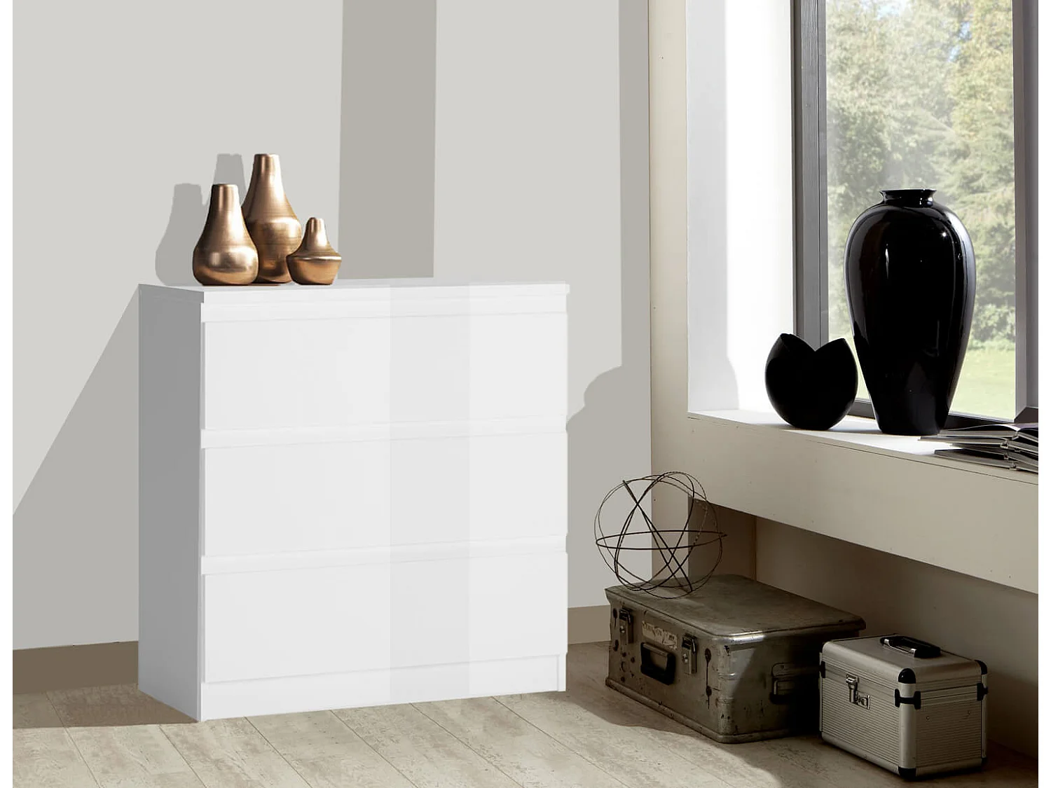 SIDEBOARD Boston weiß / weiß hg 80,2 / 41 / 85,5 cm