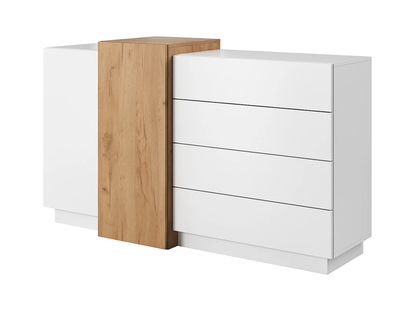 KOMMODE 3D weiß / Gold Craft Eiche 160cm / 45 cm / 93,5 cm