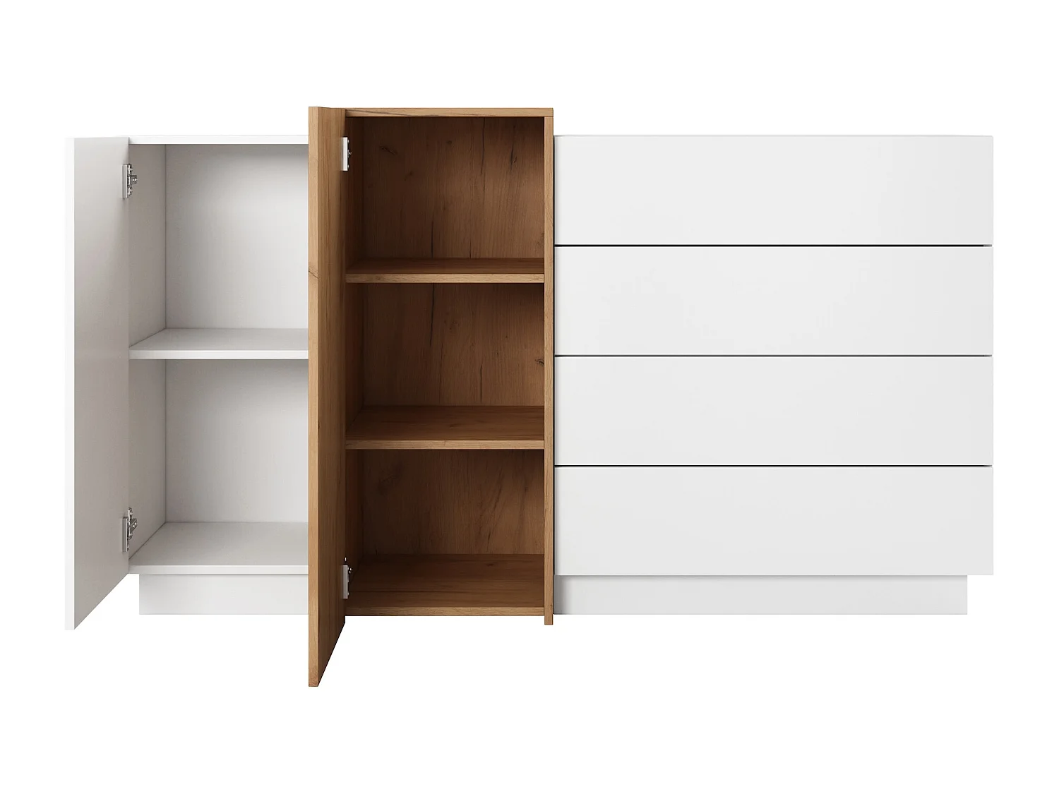 KOMMODE 3D weiß / Gold Craft Eiche 160cm / 45 cm / 93,5 cm