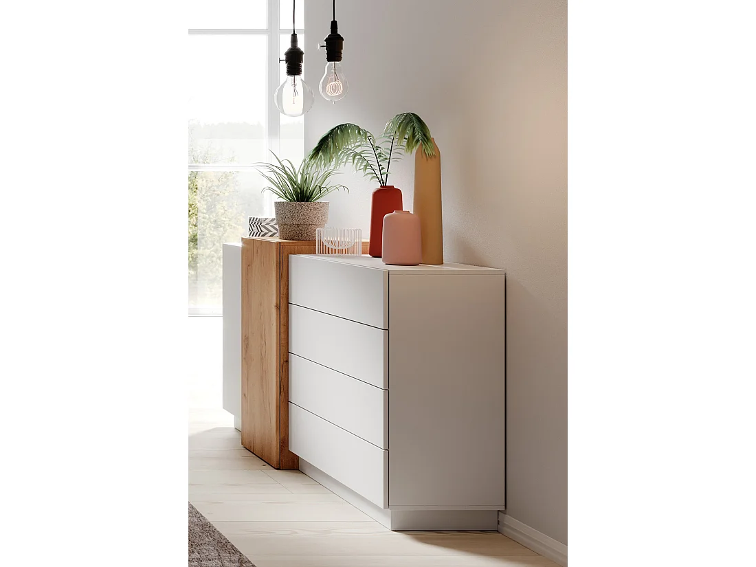 KOMMODE 3D weiß / Gold Craft Eiche 160cm / 45 cm / 93,5 cm