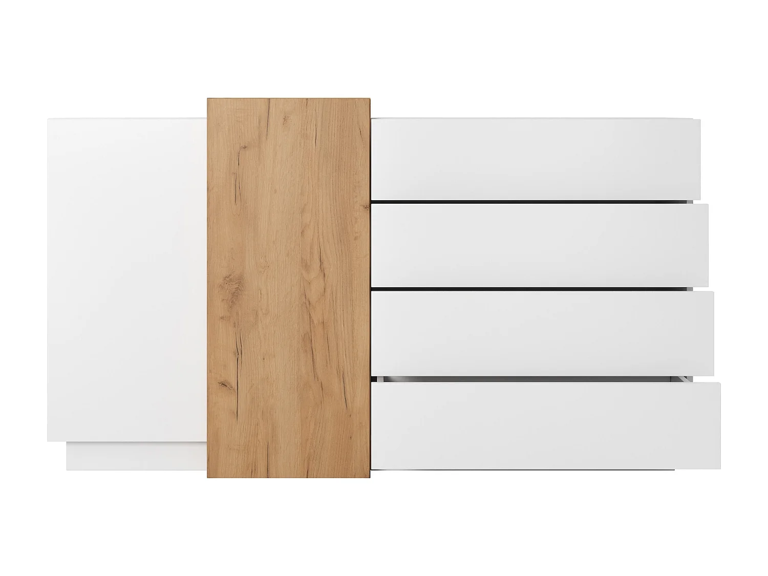 KOMMODE 3D weiß / Gold Craft Eiche 160cm / 45 cm / 93,5 cm