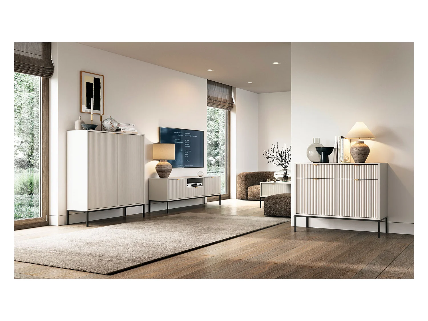 SIDEBOARD Nova Kaschmir / Schwarz 154 / 39 / 83cm