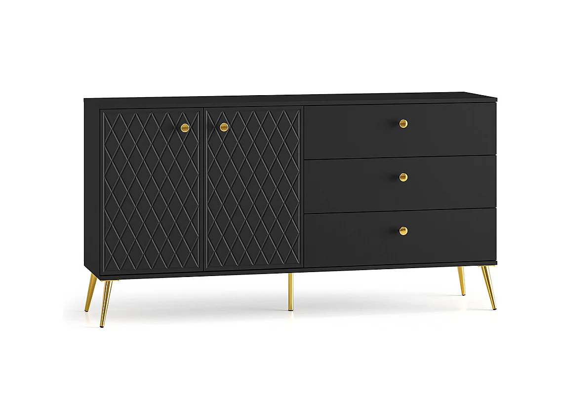 SIDEBOARD Eljot Schwarz / Gold 160 / 40 / 85cm