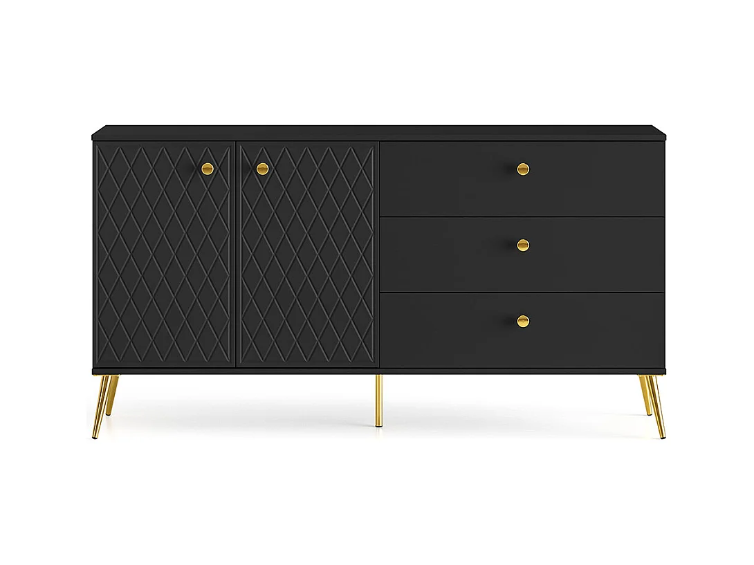 SIDEBOARD Eljot Schwarz / Gold 160 / 40 / 85cm