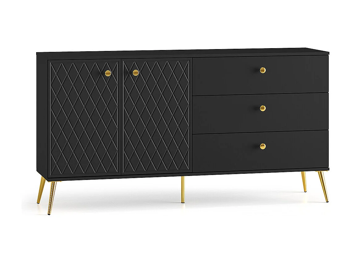 SIDEBOARD Eljot Schwarz / Gold 160 / 40 / 85cm