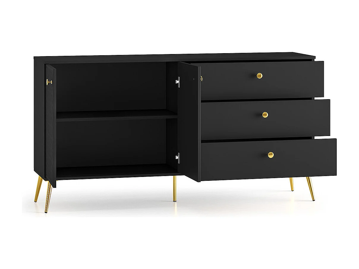 SIDEBOARD Eljot Schwarz / Gold 160 / 40 / 85cm