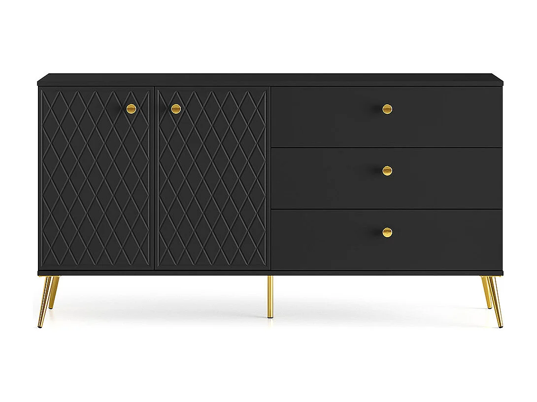 SIDEBOARD Eljot Schwarz / Gold 160 / 40 / 85cm