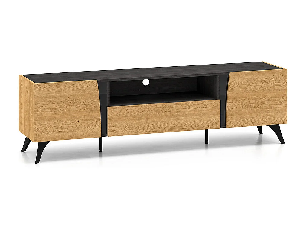 LOWBOARD Toscania Eiche / Schwarz 180 / 40 / 52cm