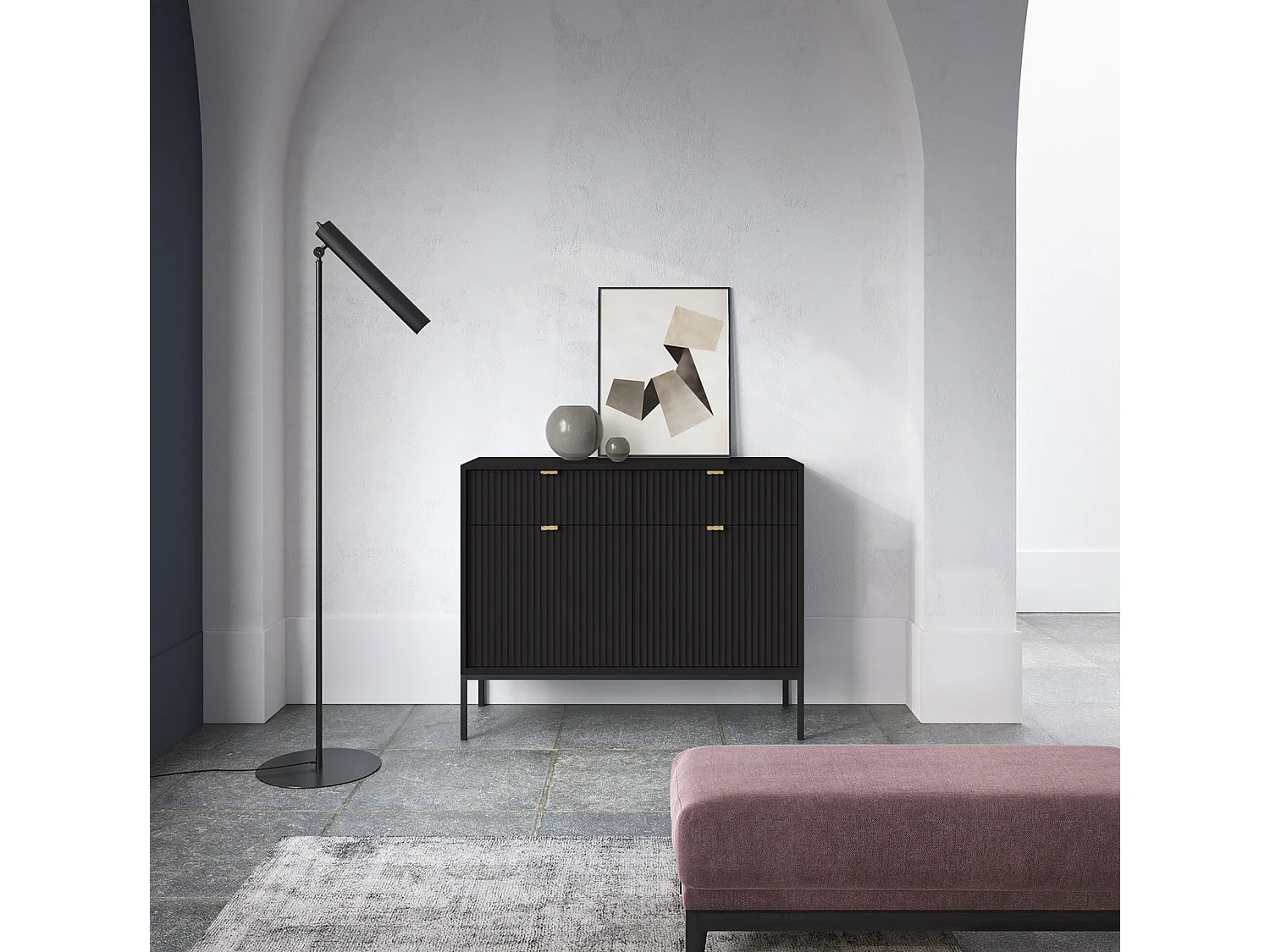 KOMMODE Nova Schwarz / Schwarz 104 / 39 / 83cm