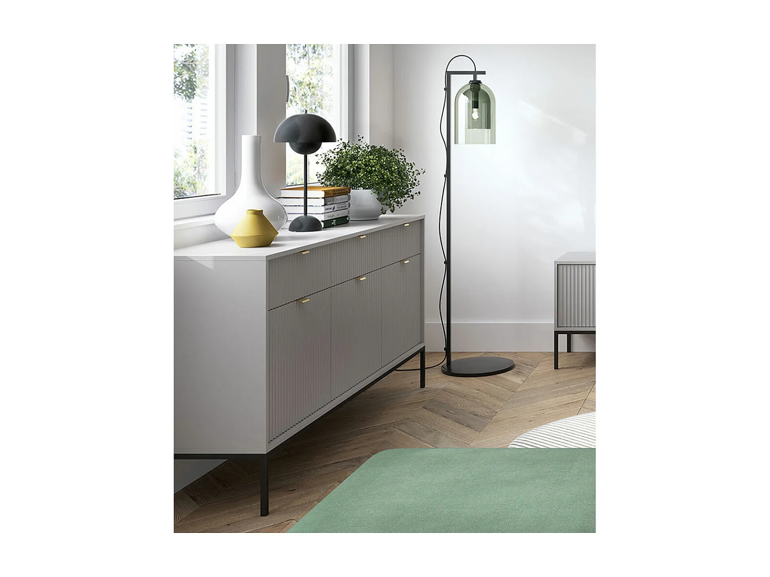 SIDEBOARD Nova Grau / Schwarz 154 / 39 / 83cm