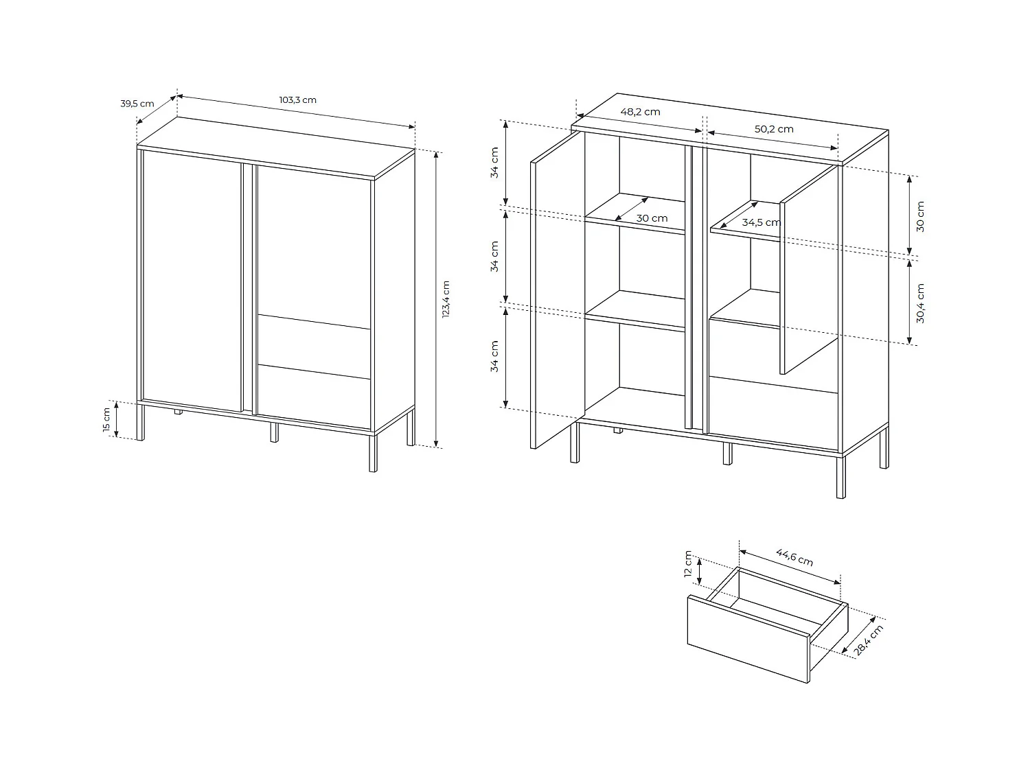 HIGHBOARD Dast beige 103 / 39,5 / 123cm