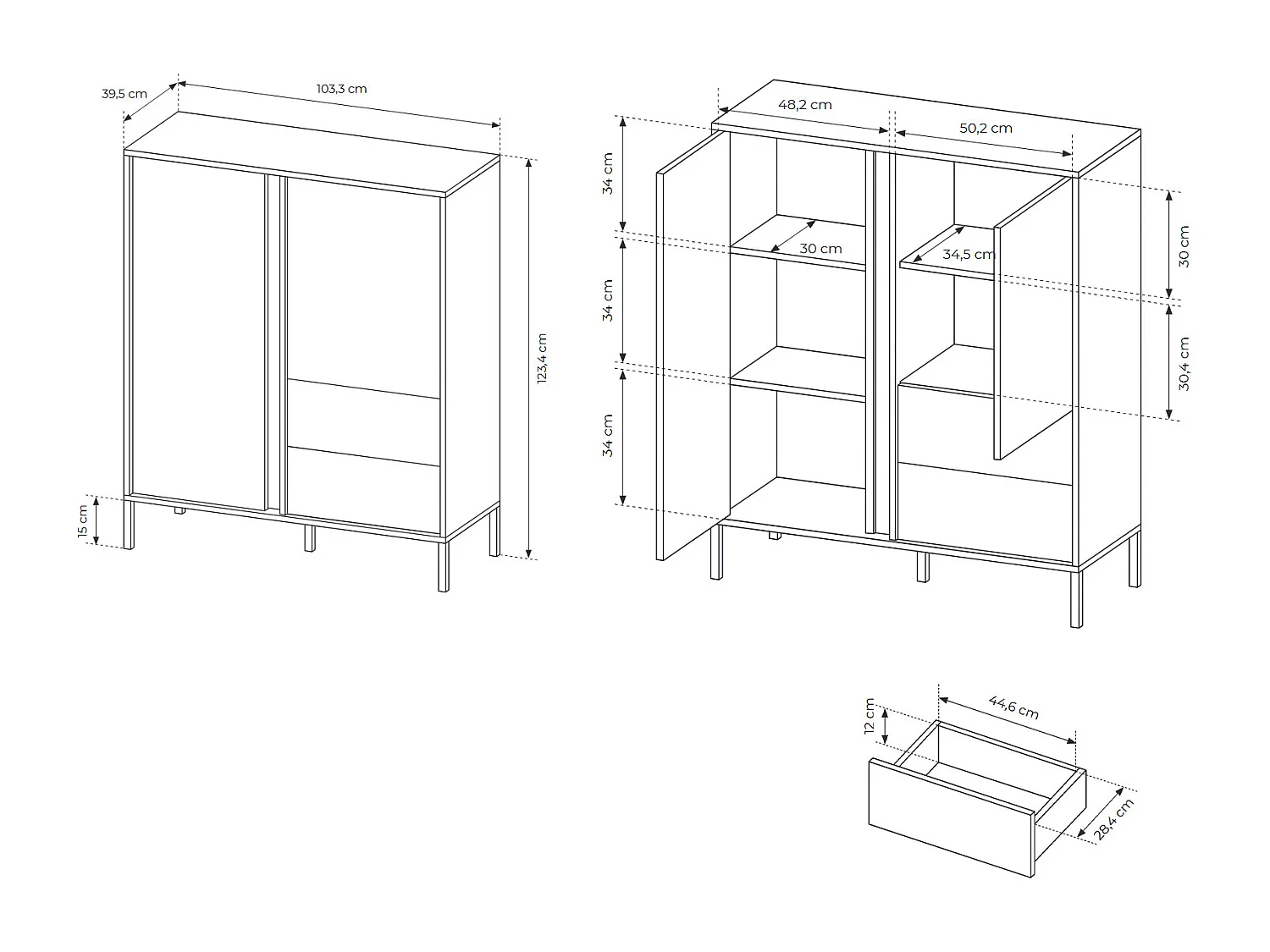 HIGHBOARD Dast beige 103 / 39,5 / 123cm