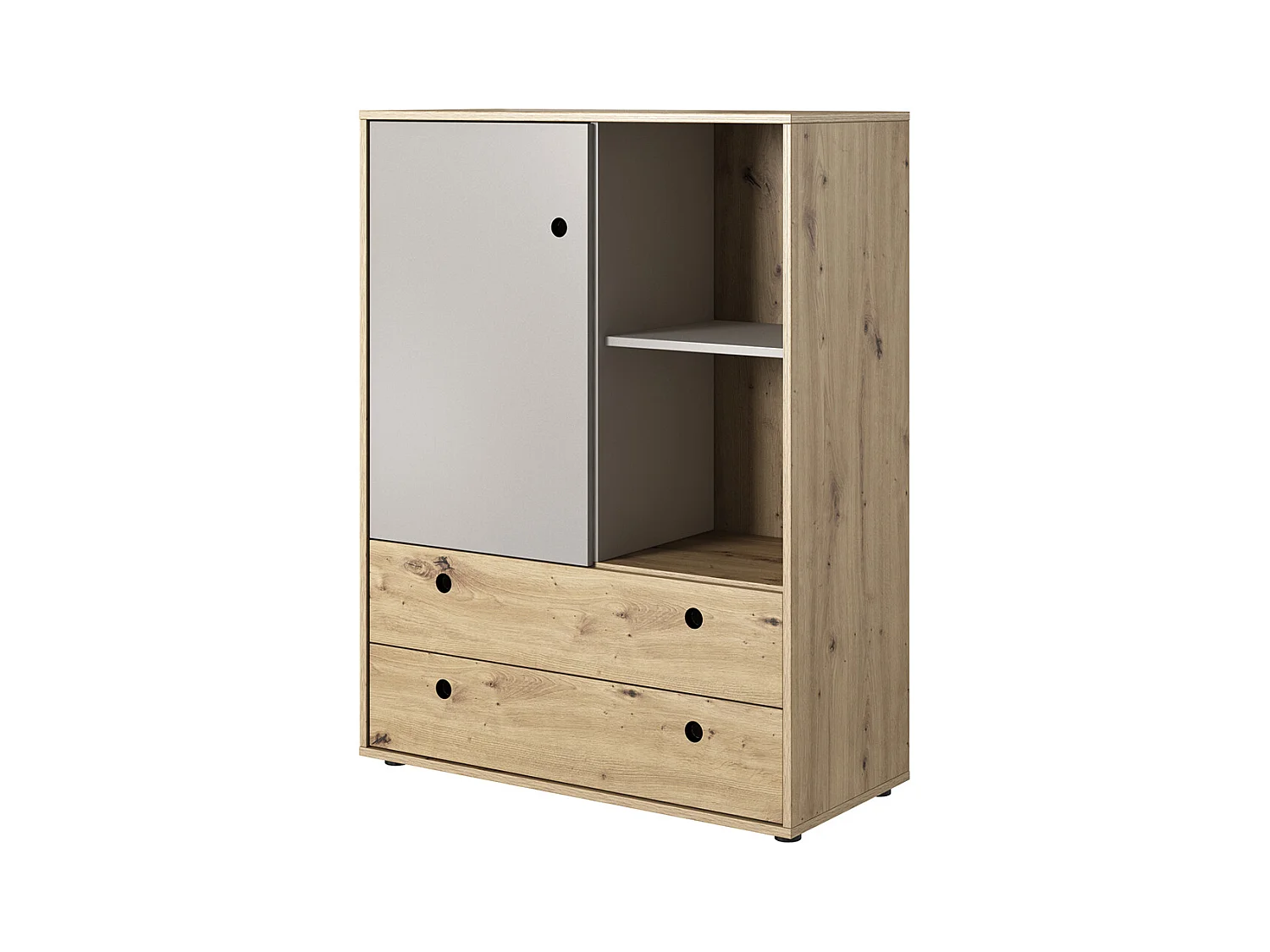KOMMODE Kuki Bernstein Eiche / Platingrau 90 / 40 / 117 cm