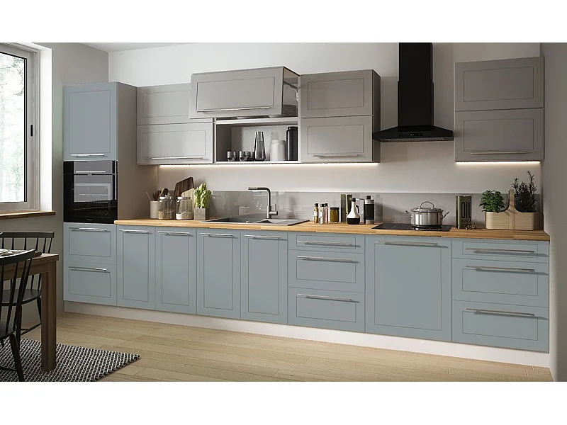 KÜCHENLEERBLOCK Kvantum Grau / Dust Grey / Mint 400 / 60 / 207cm 11-teilig