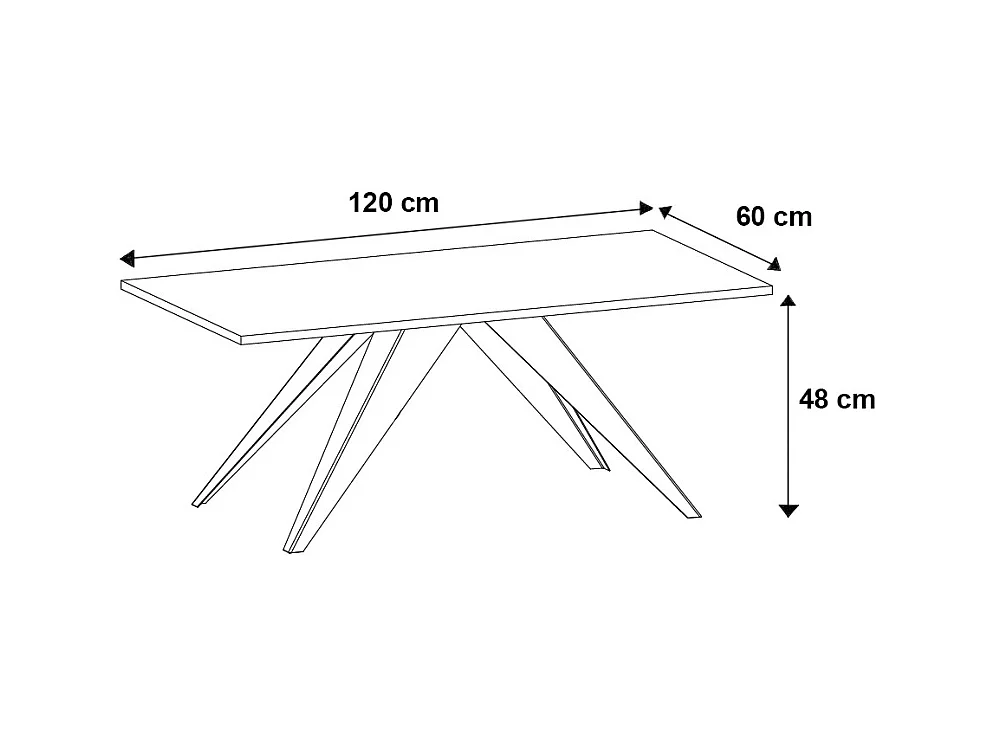 COUCHTISCH Aria Halifax Eiche Natur / Schwarz 120 / 60 / 48cm