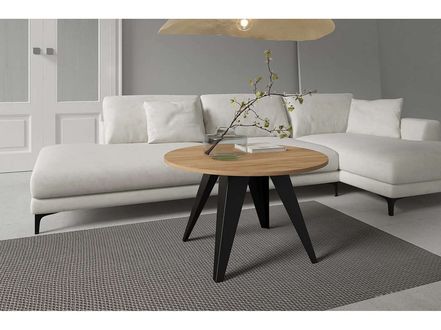 Couchtisch FARE Gold Craft Eiche / Schwarz 75 / 75 / 50cm