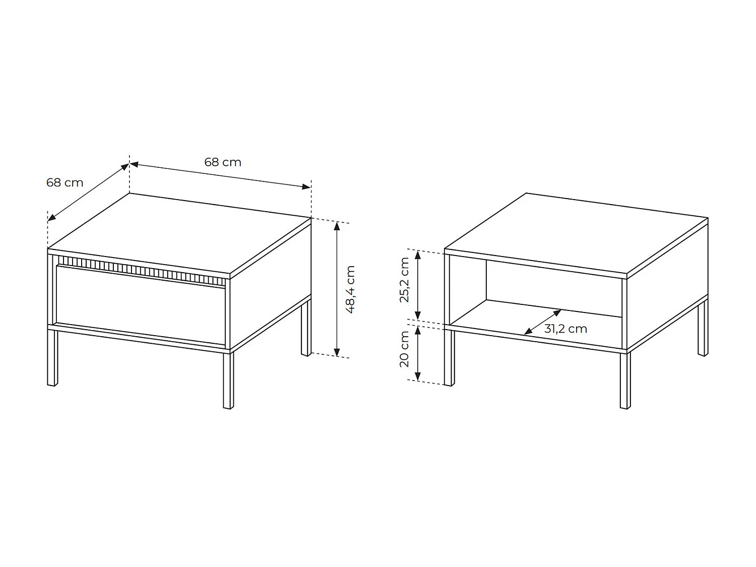 COUCHTISCH Senso schwarz 68 / 68 / 49cm