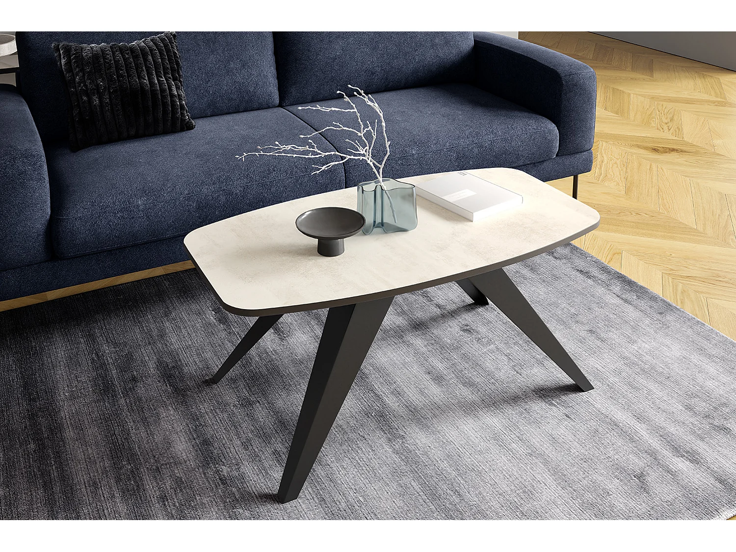 COUCHTISCH Luna Chromix Weiß / Schwarz 120 / 60 / 48cm