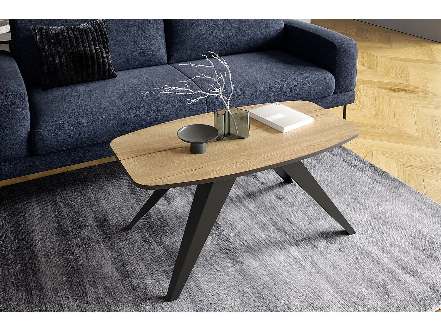 COUCHTISCH Luna Chromix Weiß / Schwarz 120 / 60 / 48cm